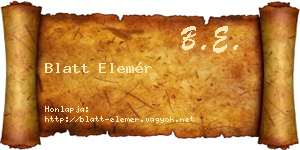 Blatt Elemér névjegykártya